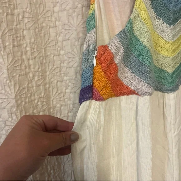 Mara Hoffman Cover Up Jumpsuit Revolve Prismatic Crochet White Boho Size S - Picture 7 of 8